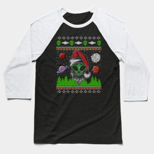 Alien ET UFO Ugly Christmas Sweater Baseball T-Shirt